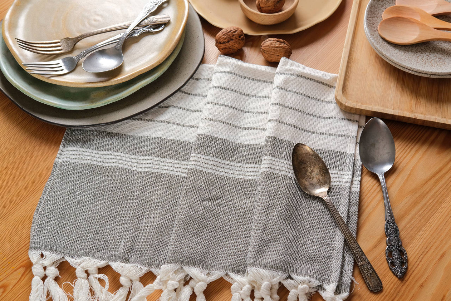 Darya Turkish Cotton Kitchen / Hand Towel  23x17 in: Gray