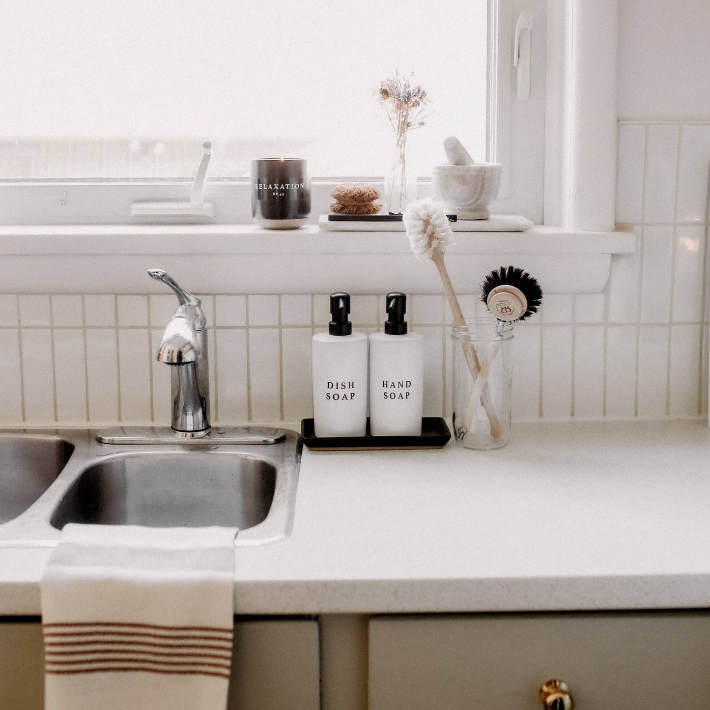 15oz White Stoneware Dish Soap Dispenser- Home Decor & Gifts