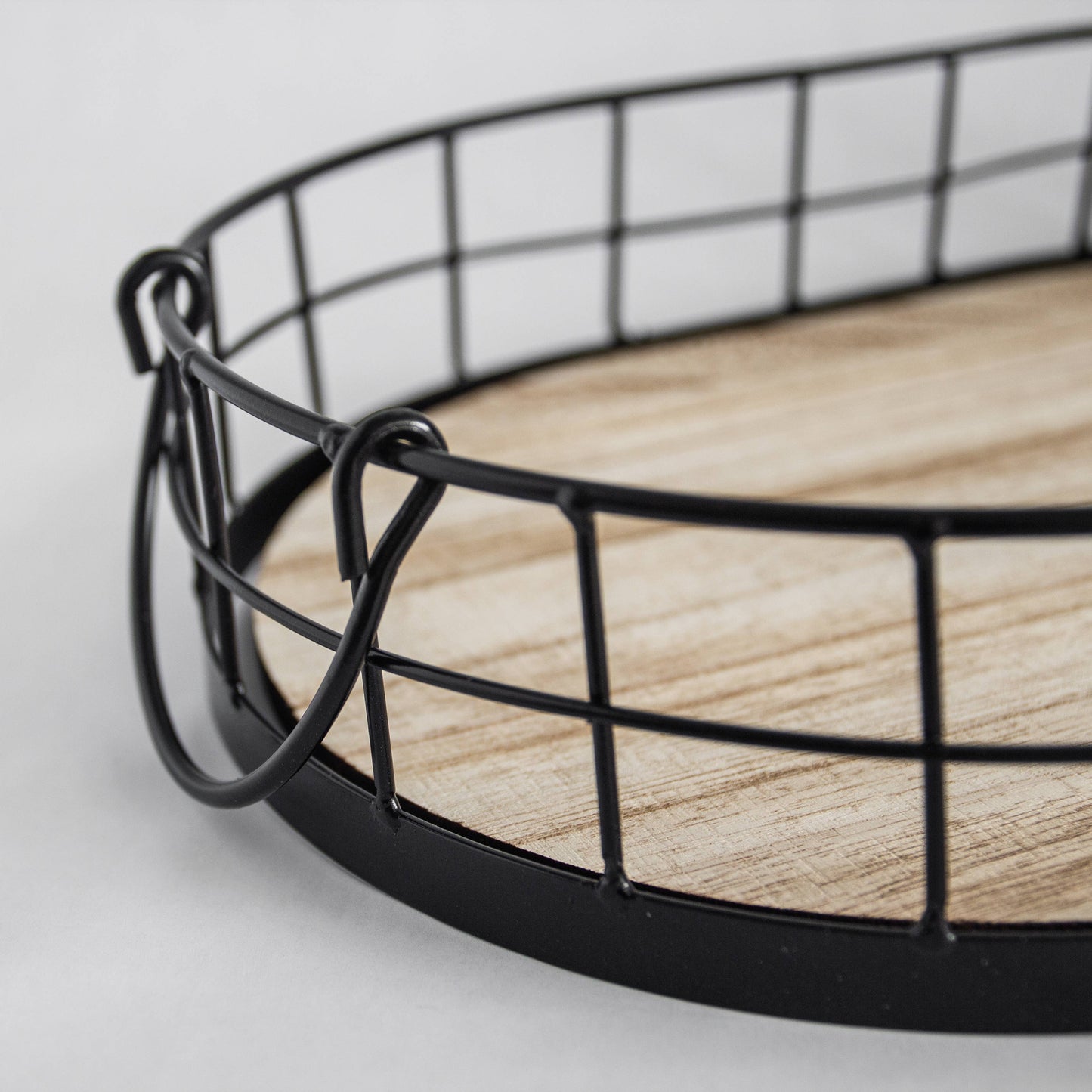 449 - Wooden Iron Tray: Medium / Black