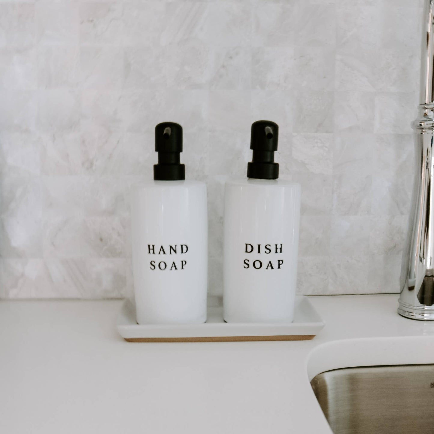 15oz White Stoneware Hand Soap Dispenser- Home Decor & Gifts