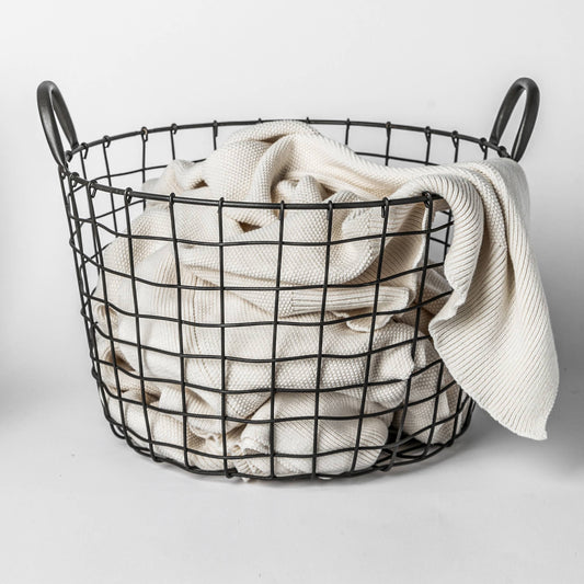 303 - Round Iron Basket with handles: Default title