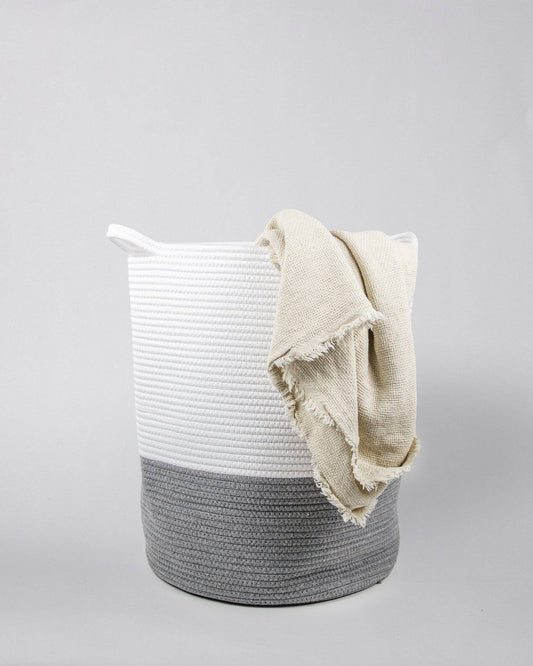 938 - Coton Basket With Contrasting Handles: Grey